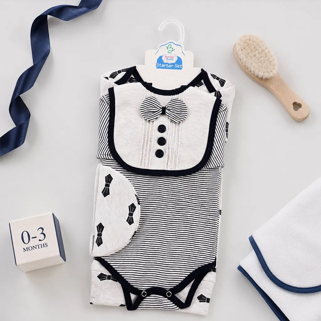 BABY STARTER SET 7 PIECES BOO BEAR PRINT BLACK