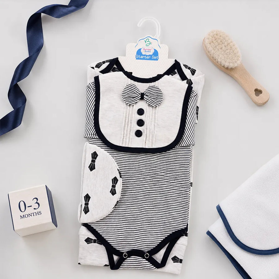BABY STARTER SET 7 PIECES BOO BEAR PRINT BLACK