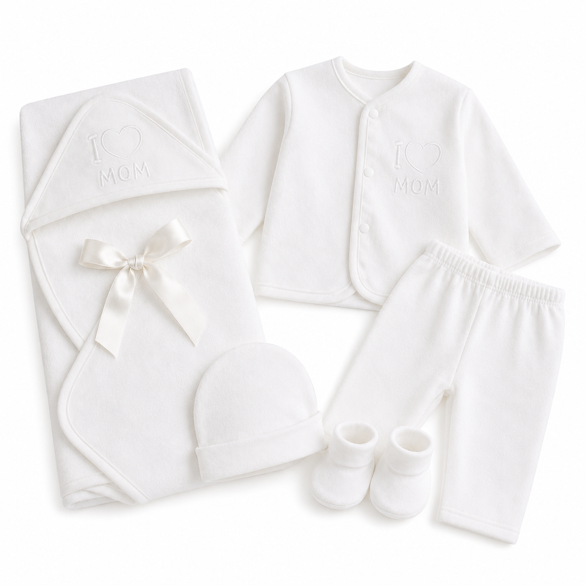 Baby Suit 5 Pieces Set White Color Kotrai I Love Mom
