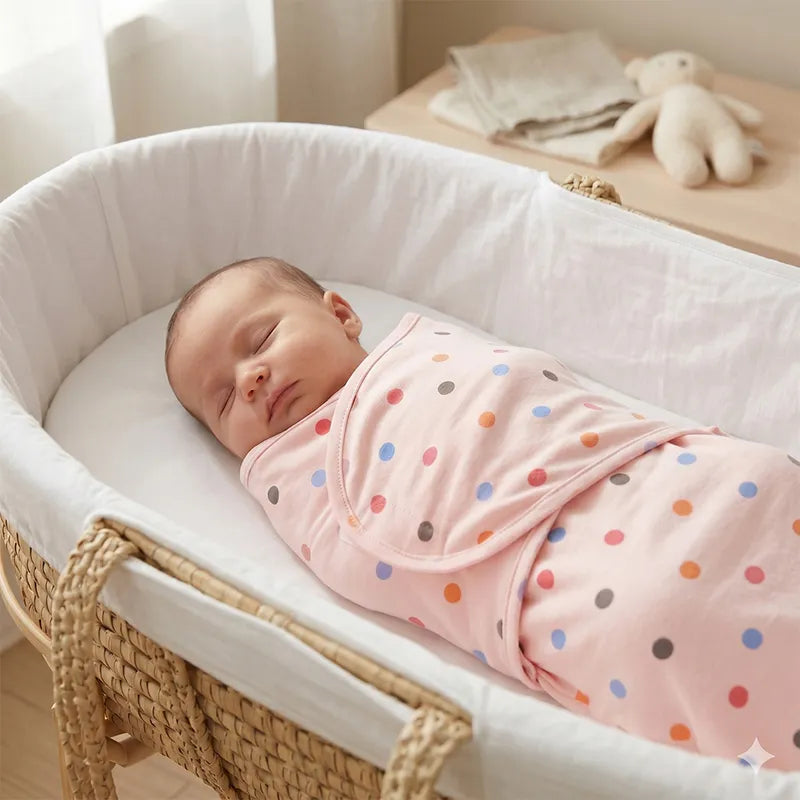 BABY ADJUSTABLE SWADDLE DOTED PINK KIDZO