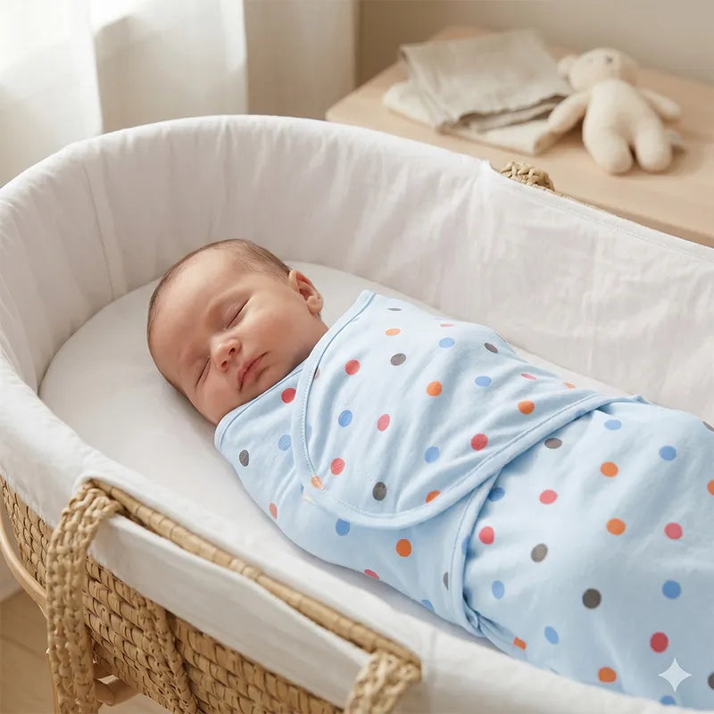 BABY ADJUSTABLE SWADDLE DOTED BLUE KIDZO