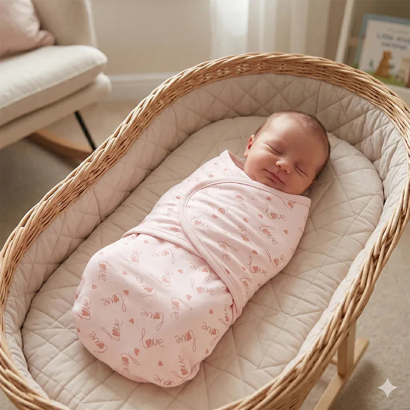BABY ADJUSTABLE SWADDLE BOX BABY PINK KIDZO
