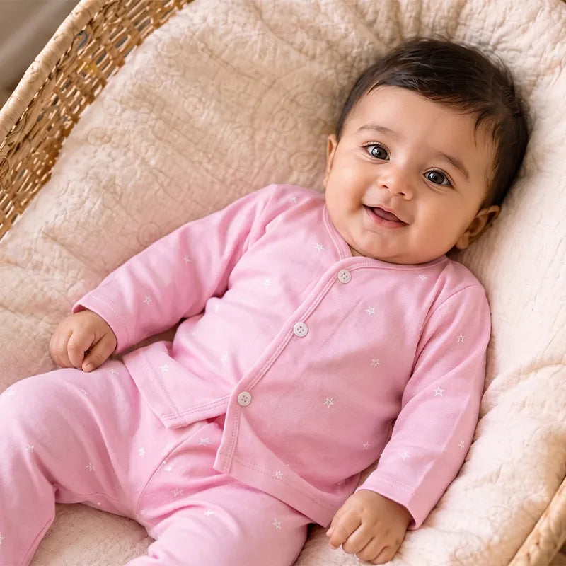 KIDZO BABY 2PCS SUIT STAR PRINT PINK