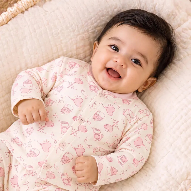 KIDZO BABY 2PCS SUIT PRINTED BABY PINK