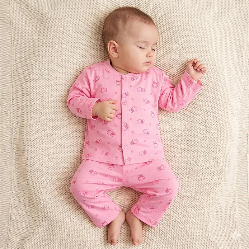 KIDZO BABY 2PCS SUIT BUNNY PRINTED PINK
