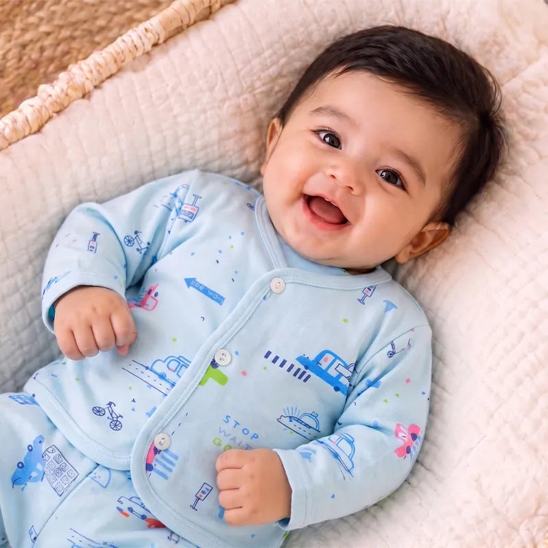 KIDZO BABY 2PCS SUIT CAR PRINTED BLUE