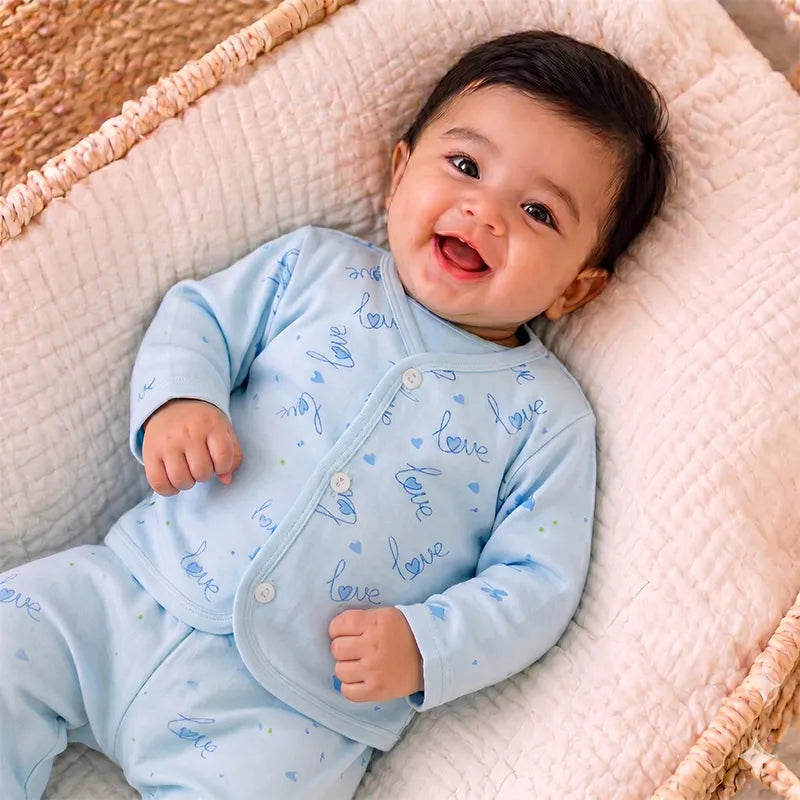 KIDZO BABY 2PCS SUIT LOVE PRINTED BLUE