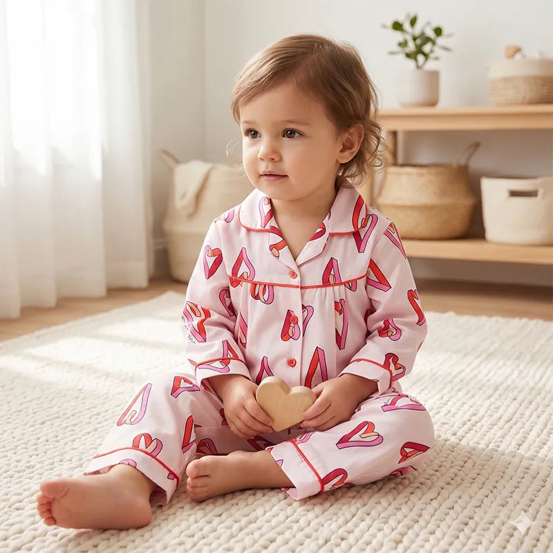 KIDZO NIGHT SUIT HEART SHAPE PINK
