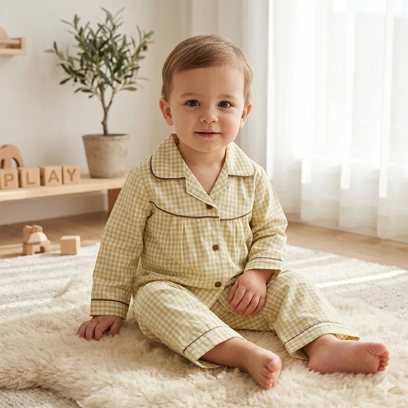 KIDZO NIGHT SUIT CHECK SKIN BROWN