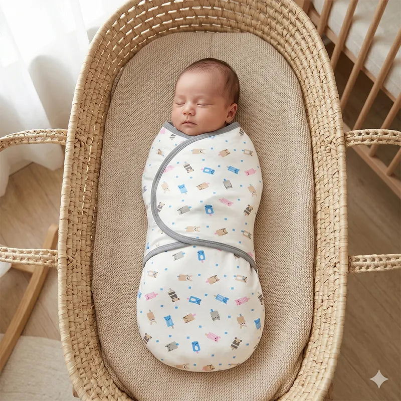 KIDZO SWADDLEME BABY WRAP ANIMAL PRINT MULTICOLOR (7-14LBS)