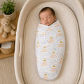 Baby Swaddle Wrap – White Princess Crown Print by Kidzo
