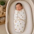 Baby Swaddle Wrap – White & Peach Cottage Print by Kidzo