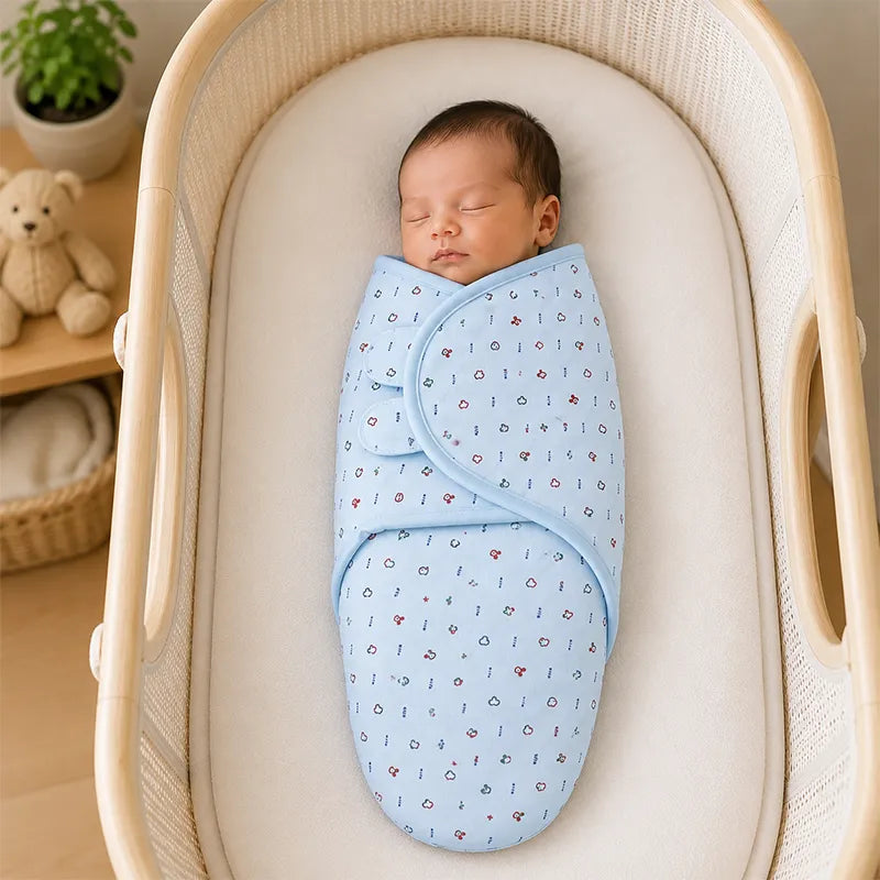 SOFT FABRIC BABY SWADDLE WRAP SKY BLUE MICKEY & HEART PRINT KIDZO 