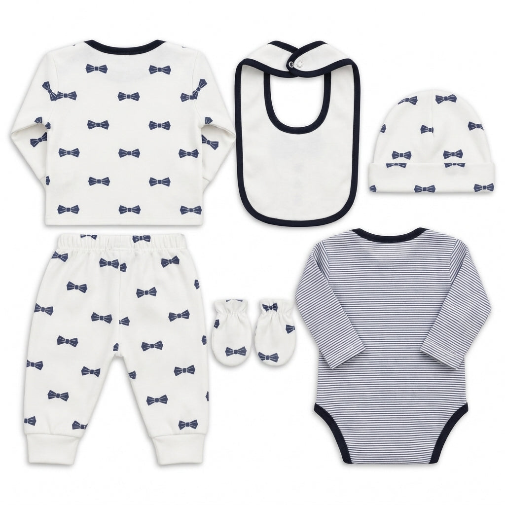 Boo 7 Piece Winter Starter Set White & Navy Blue — Rear view