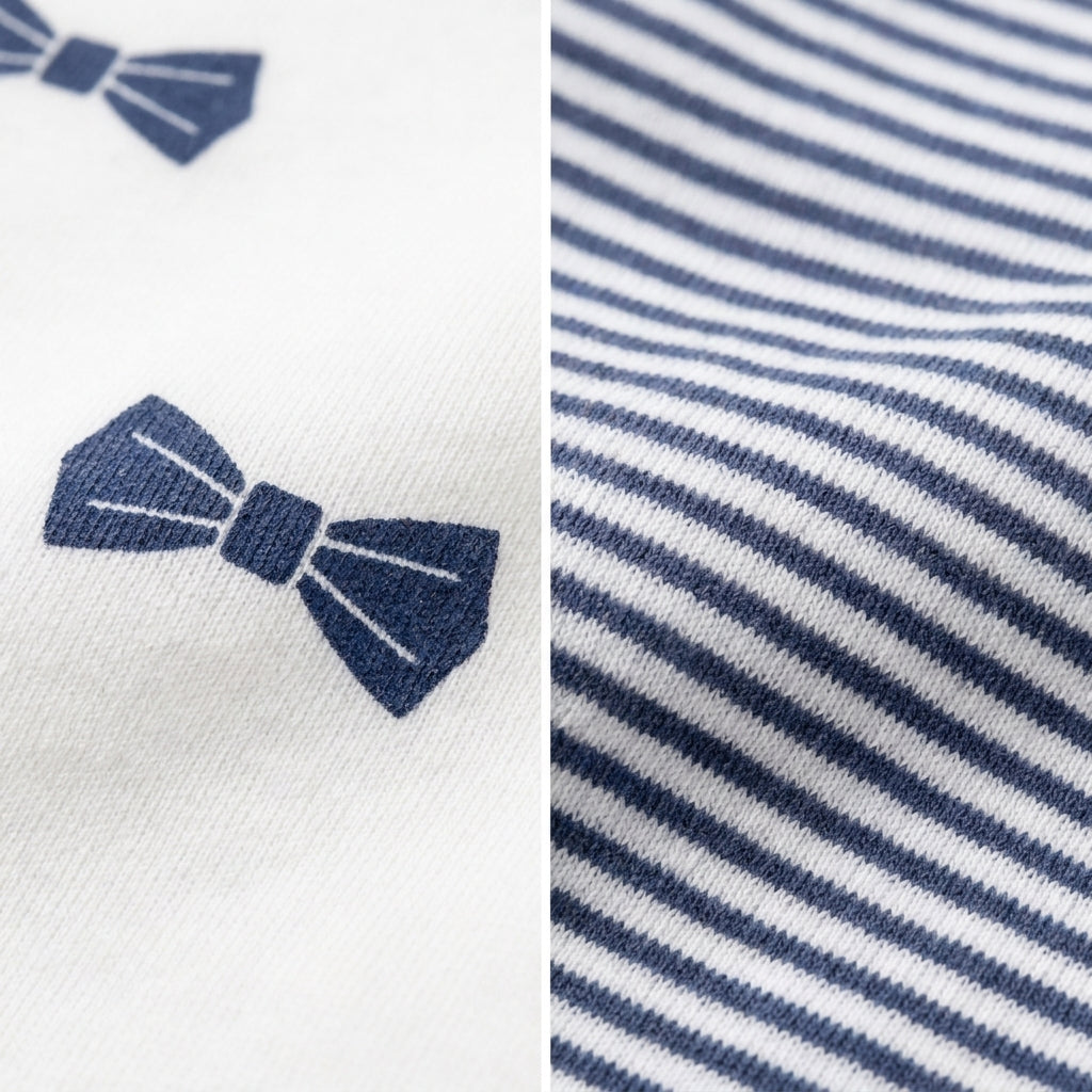 Boo 7 Piece Winter Starter Set White & Navy Blue — Fabric texture close-up