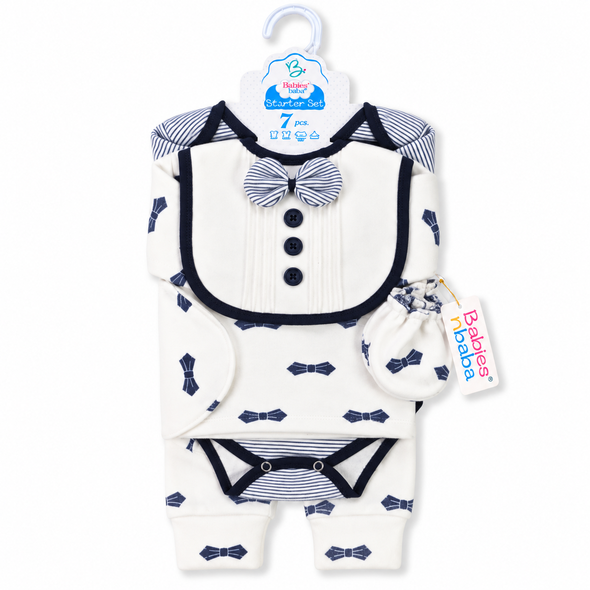 Boo 7 Piece Winter Starter Set White & Navy Blue — Complete product view
