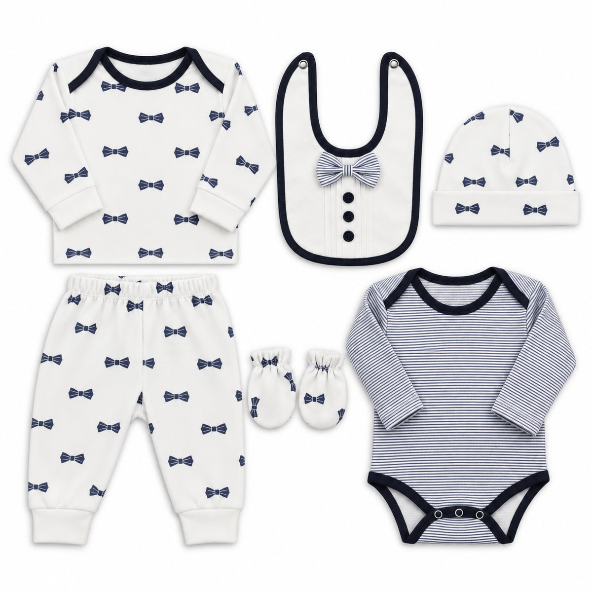Boo 7 Piece Winter Starter Set White & Navy Blue — Complete product view