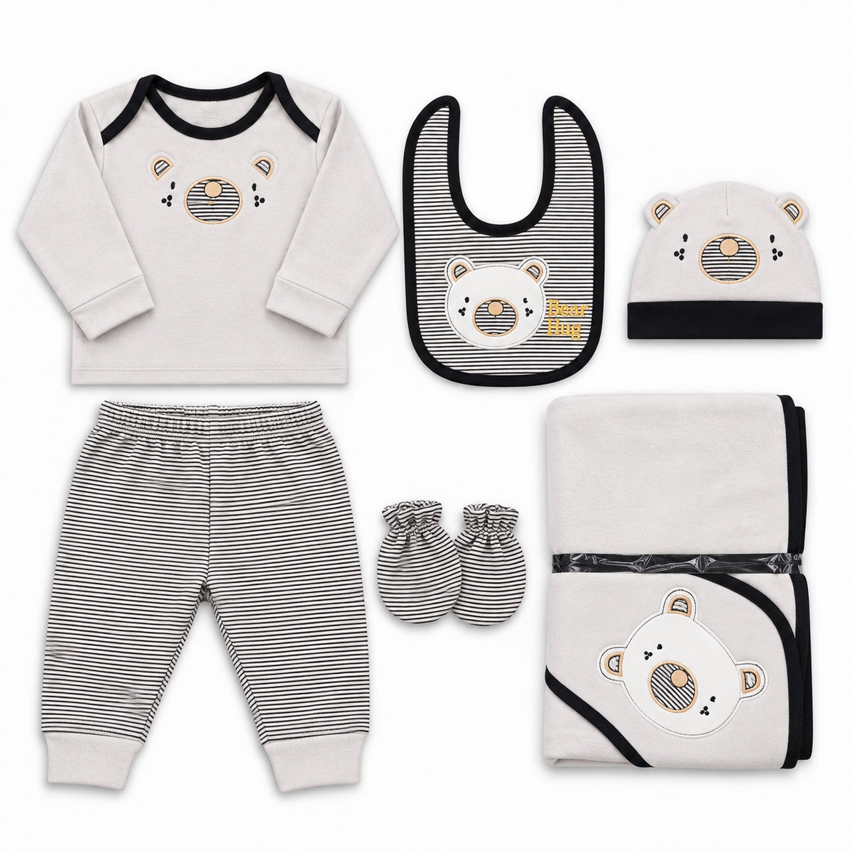 7 Piece Winter Starter Set Lining Bear Gray & Black — Complete product view