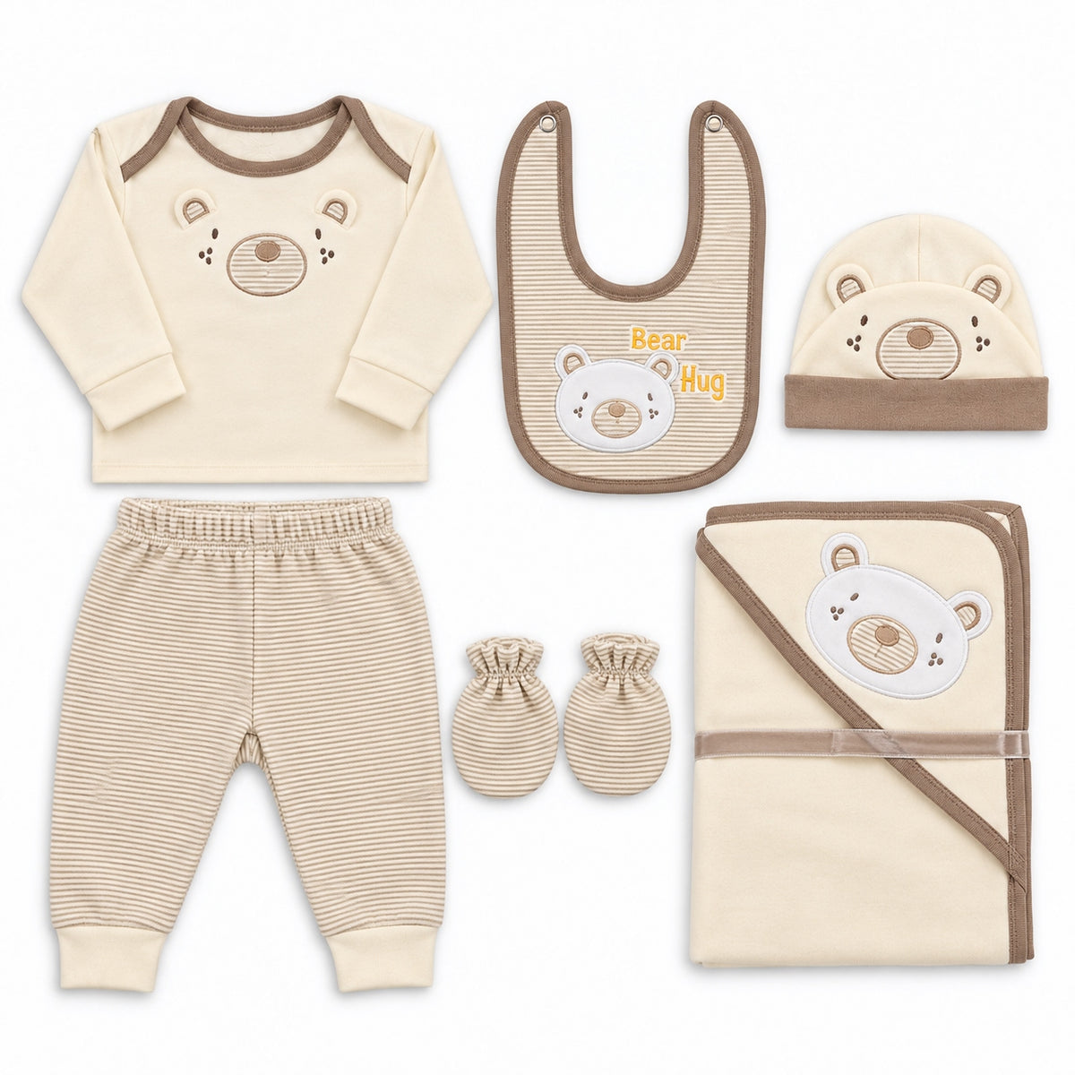 7 Piece Winter Starter Set Lining Bear Cream & Beige — Complete product view