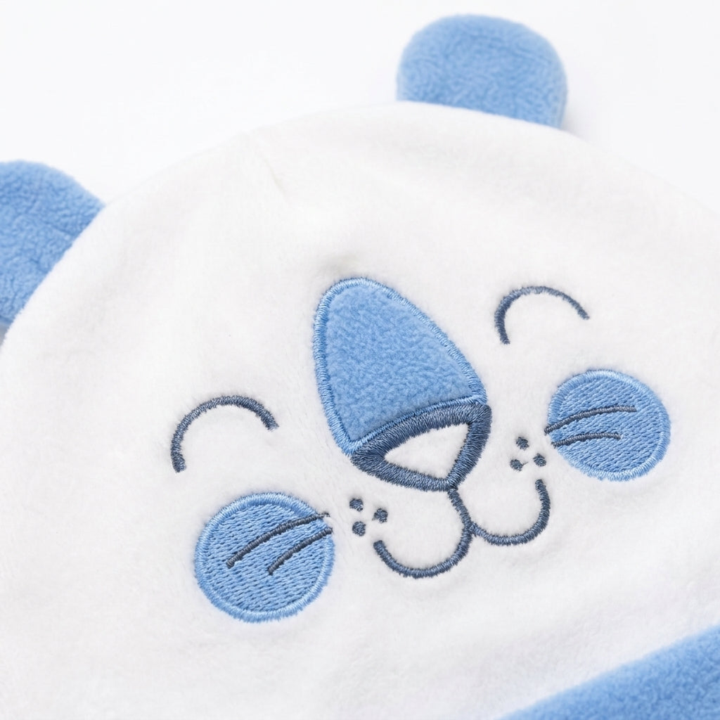 11 Piece Winter Starter Set Tiger Sky Blue & White — Embroidery and design close-up