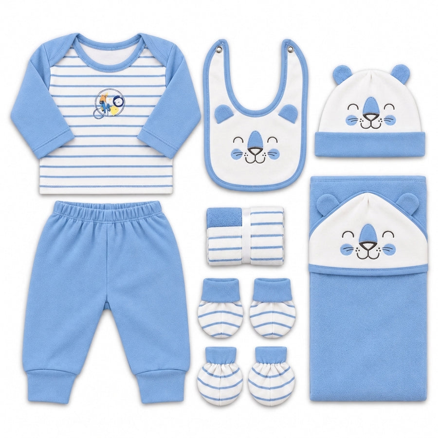11 Piece Winter Starter Set Tiger Sky Blue & White — Complete product view