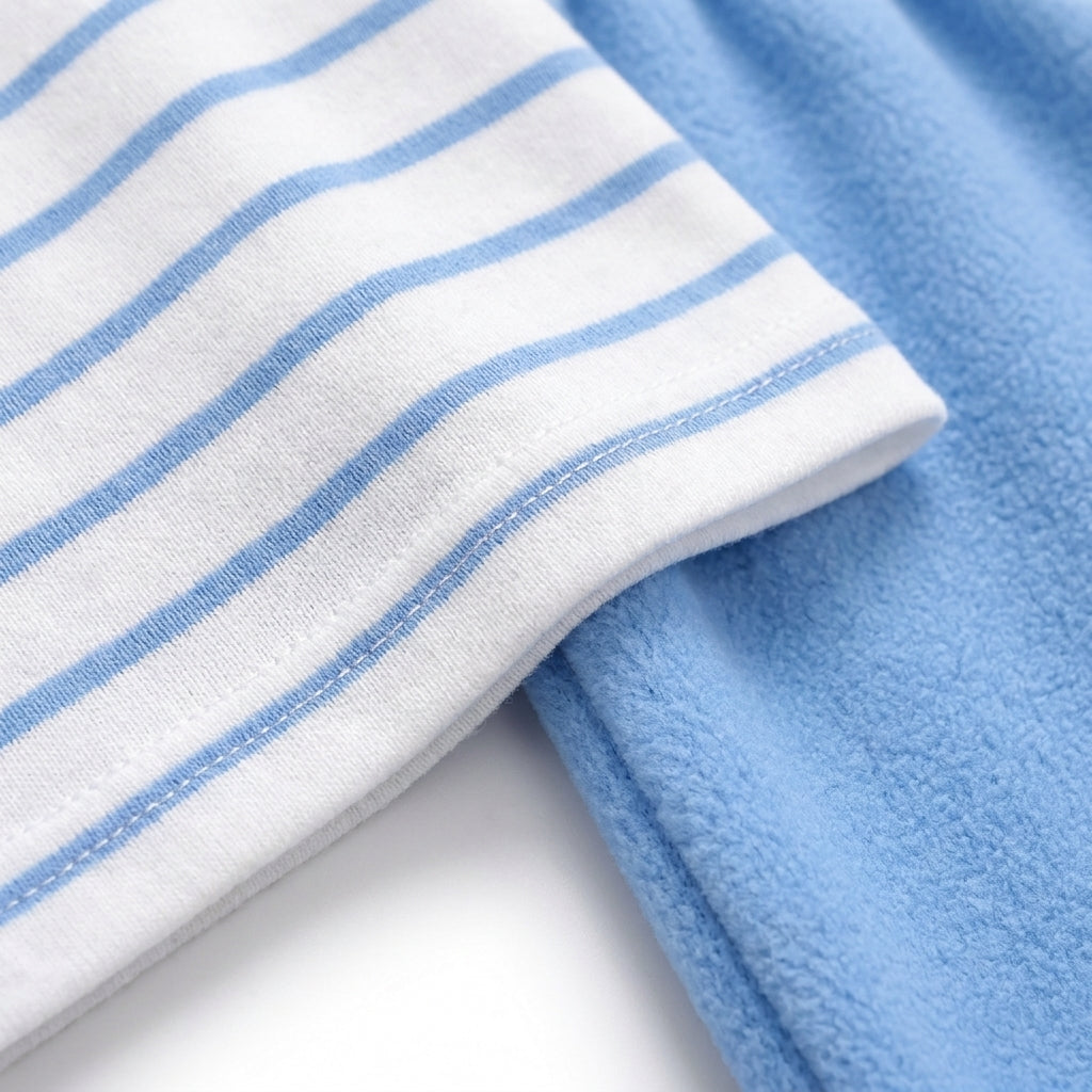 11 Piece Winter Starter Set Tiger Sky Blue & White — Fabric texture close-up