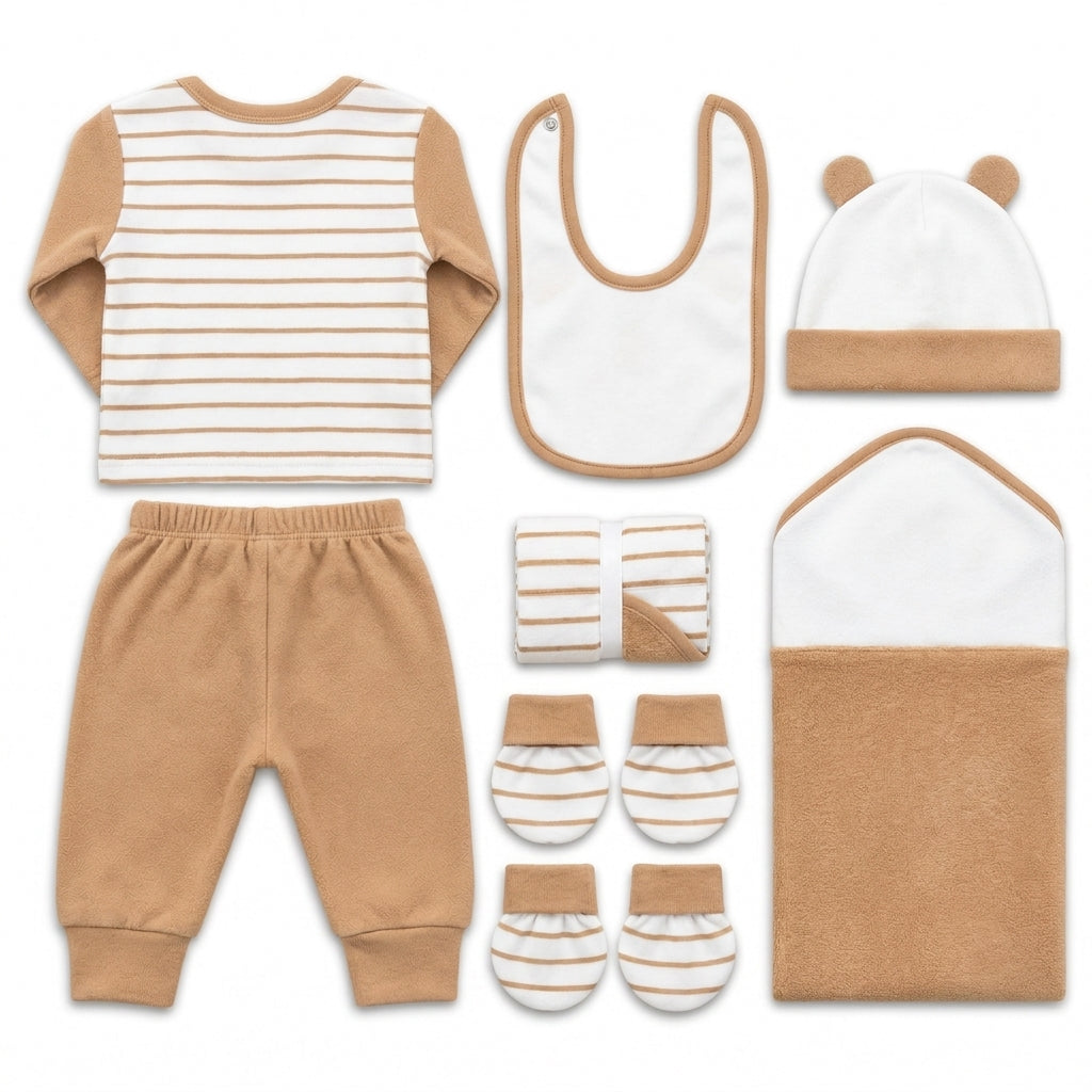 11 Piece Winter Starter Set Tiger Beige & White — Rear view