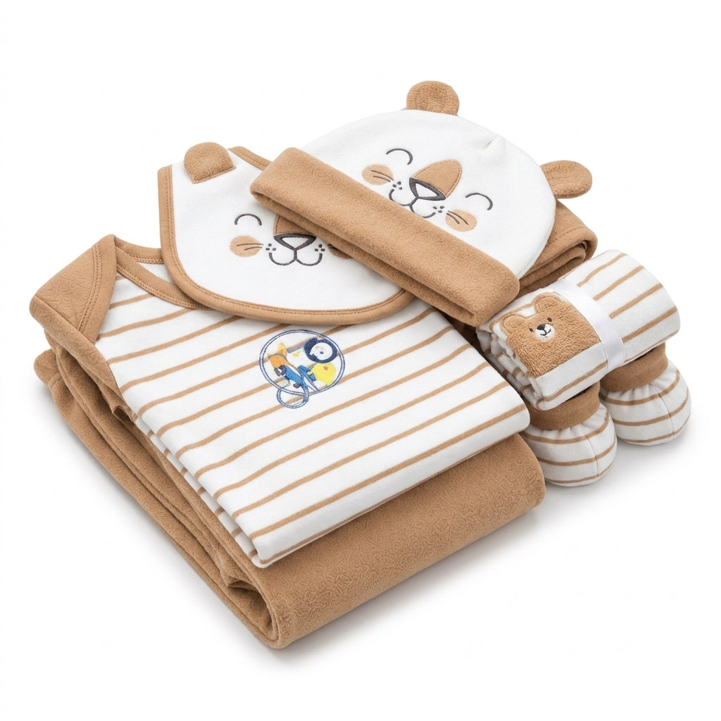 11 Piece Winter Starter Set Tiger Beige & White — Folded product