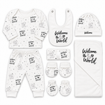 11 Piece Winter Starter Set Welcome To The World White — Folded product