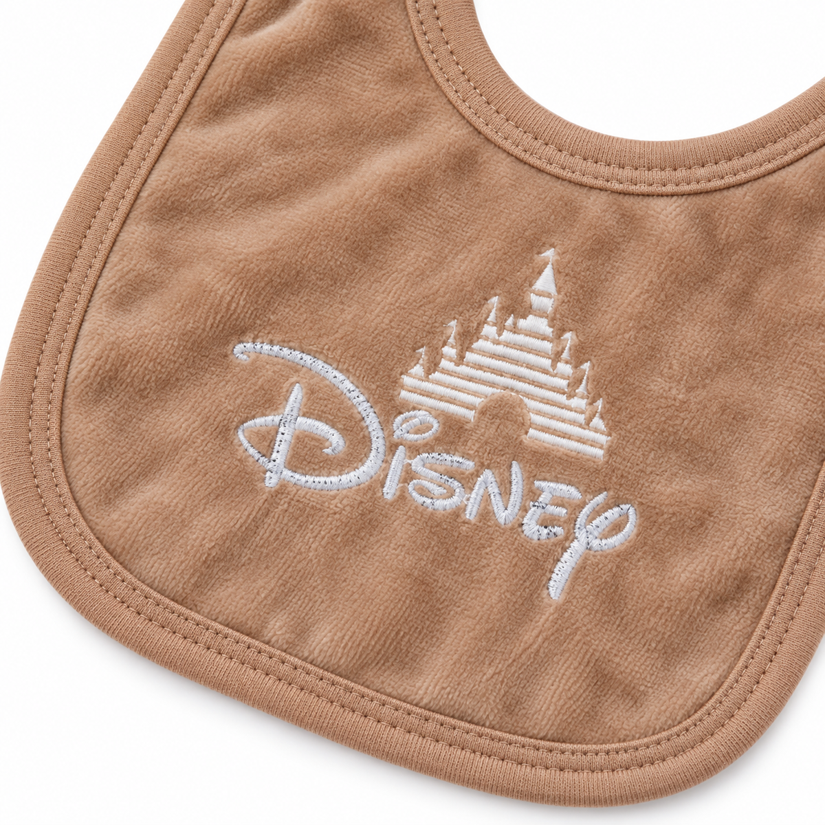 7 Piece Winter Starter Set Disney Brown & White — Disney bib embroidery close-up