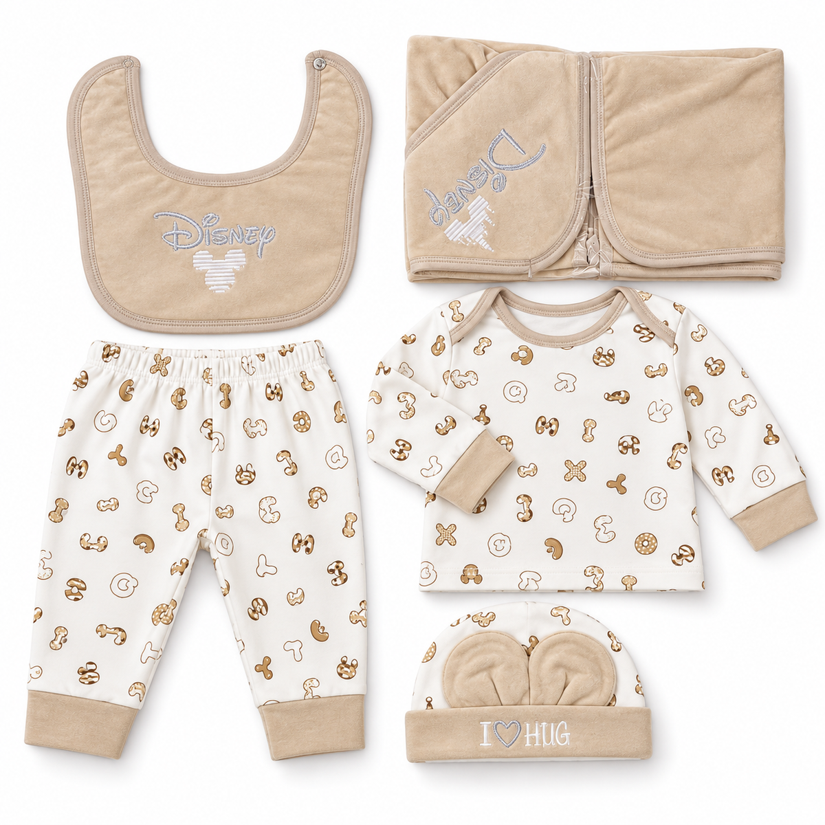 7 Piece Winter Starter Set Disney Beige & White — Rear view
