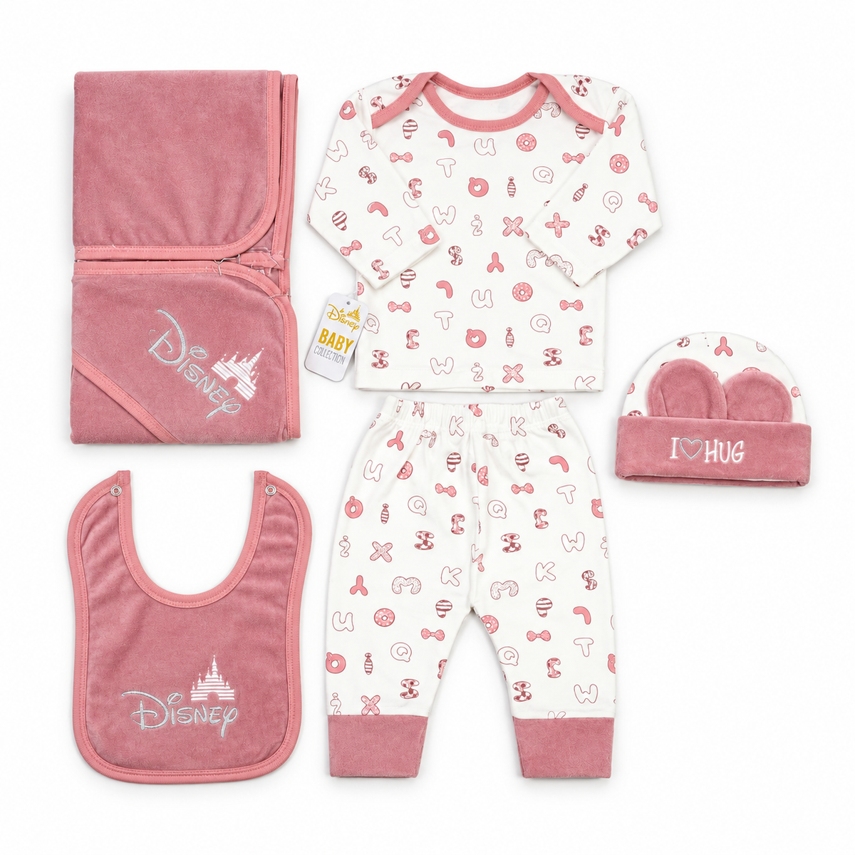 7 Piece Winter Starter Set Disney Pink & White — Complete product view