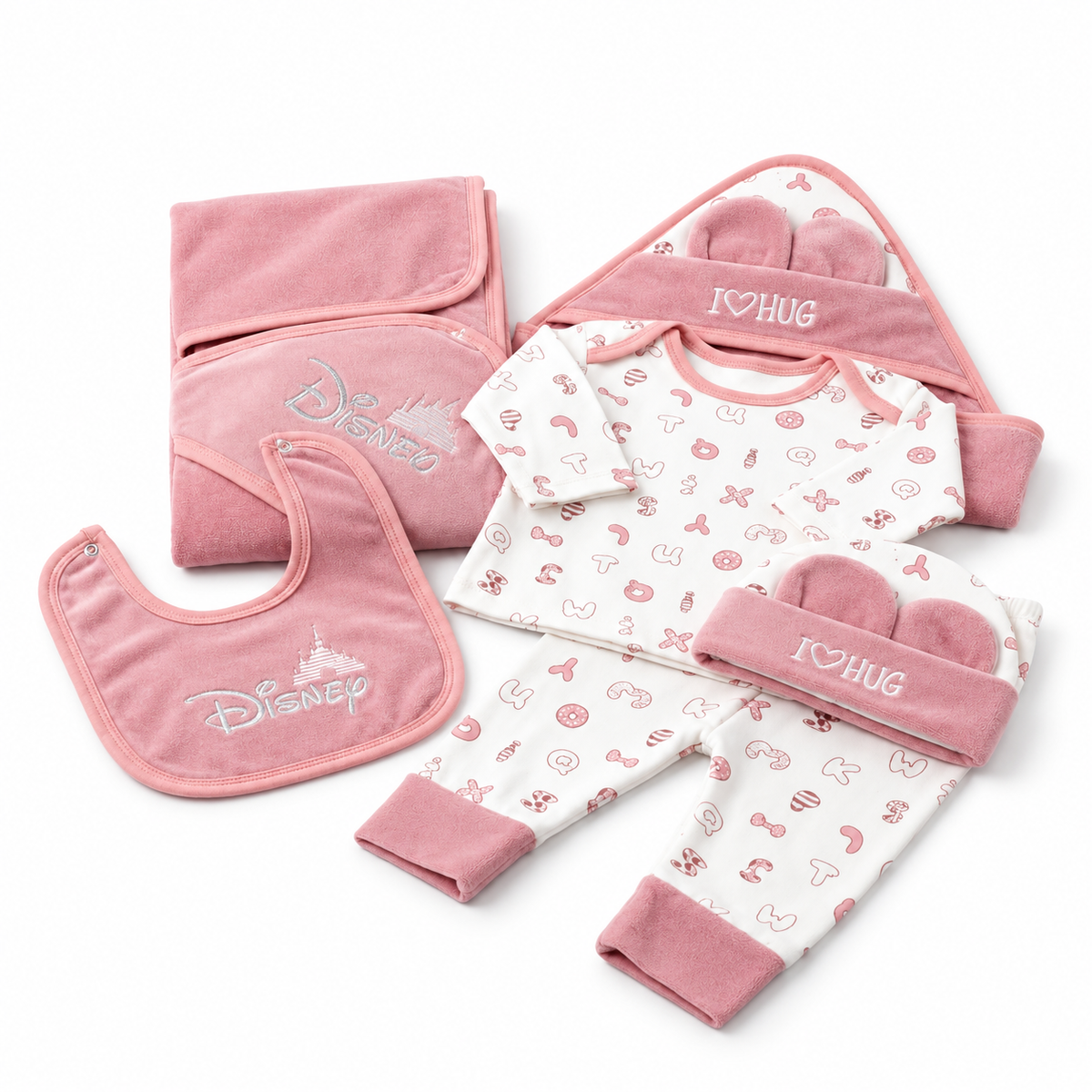 7 Piece Winter Starter Set Disney Pink & White — Complete product view