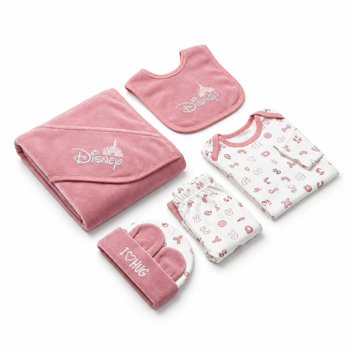 7 Piece Winter Starter Set Disney Pink & White — Complete product view