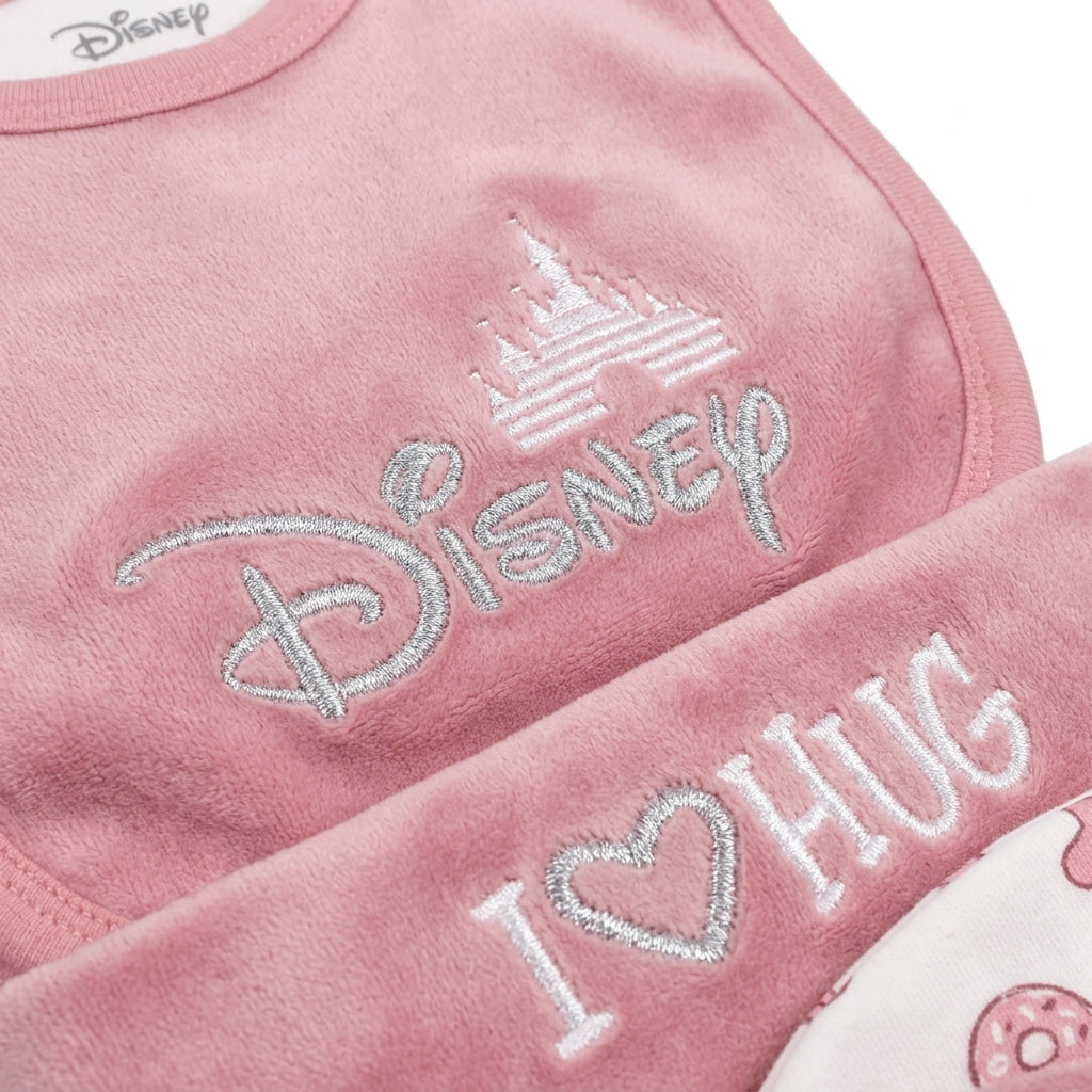 7 Piece Winter Starter Set Disney Pink & White — Embroidery and design close-up