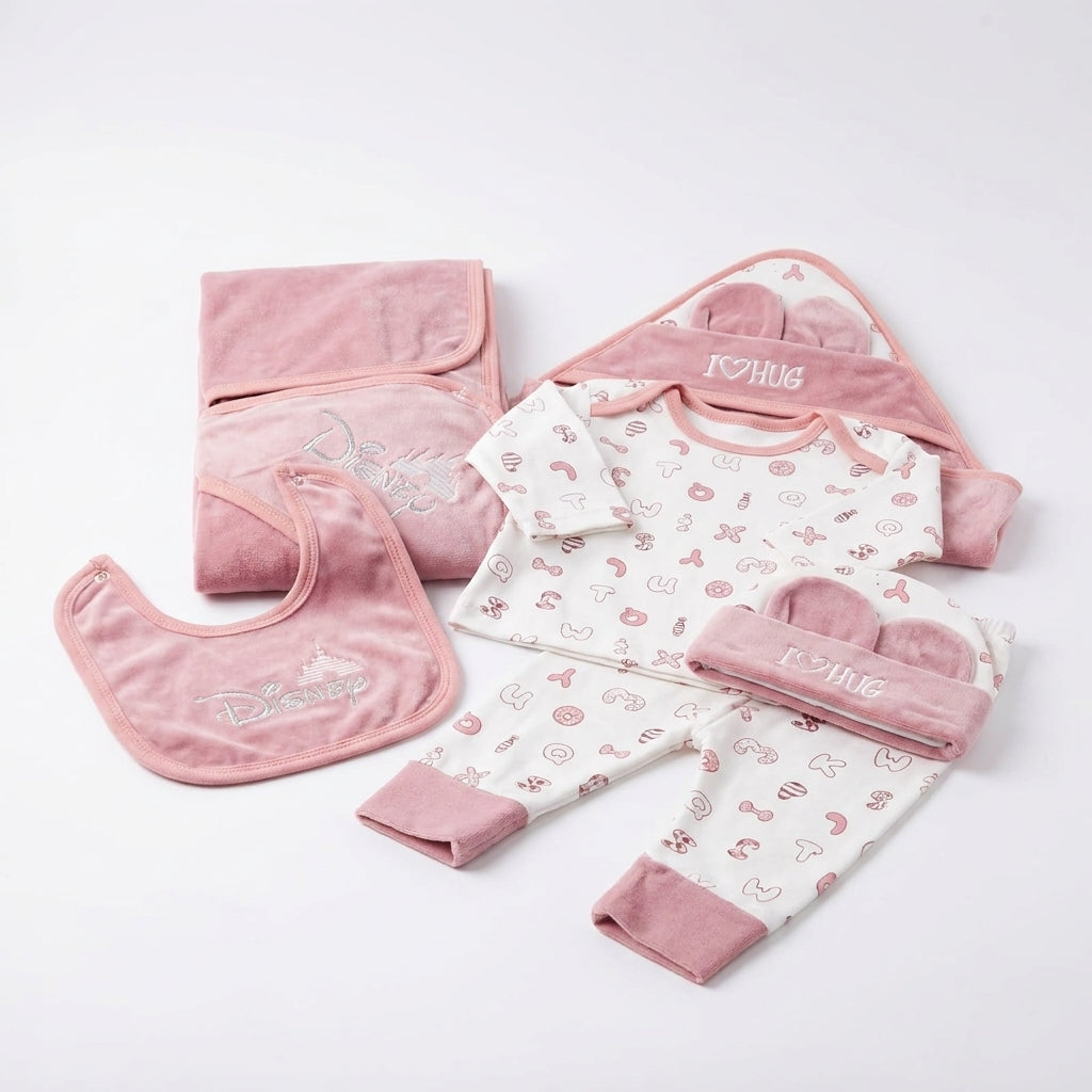 7 Piece Winter Starter Set Disney Pink & White — Complete product view