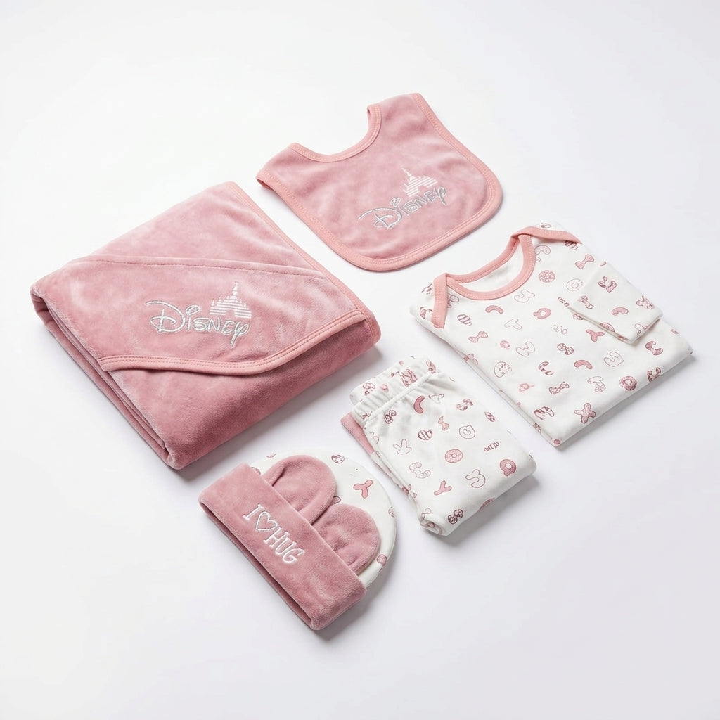 7 Piece Winter Starter Set Disney Pink & White — Complete product view