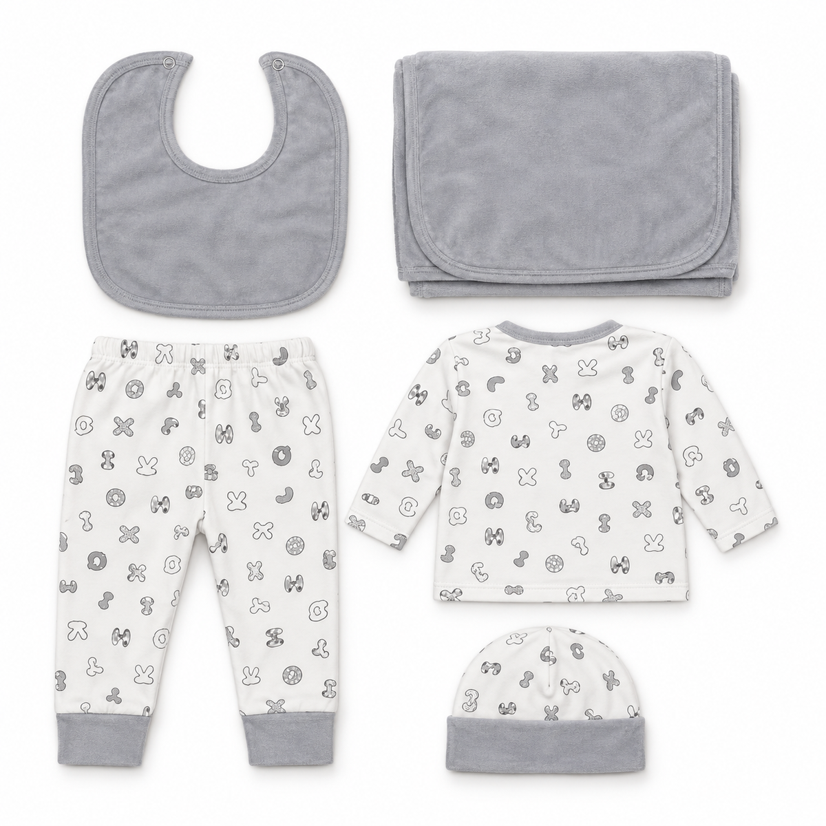 7 Piece Winter Starter Set Disney Gray & White — Rear view