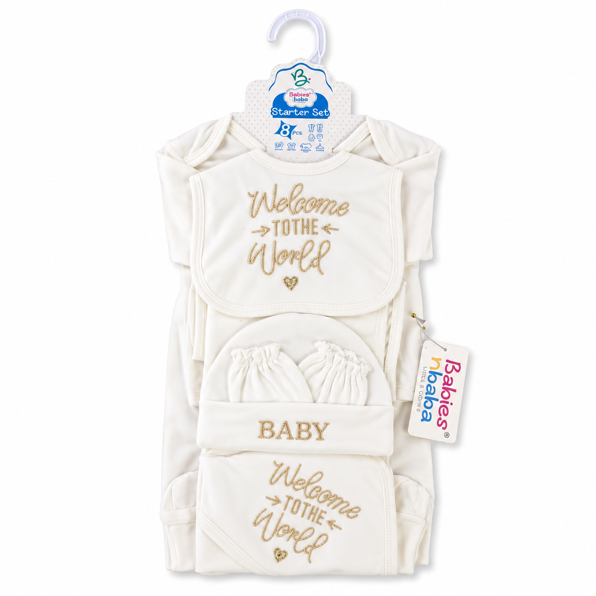 8 Piece Winter Starter Set Welcome To The World Embroidery Golden — Set in original packaging