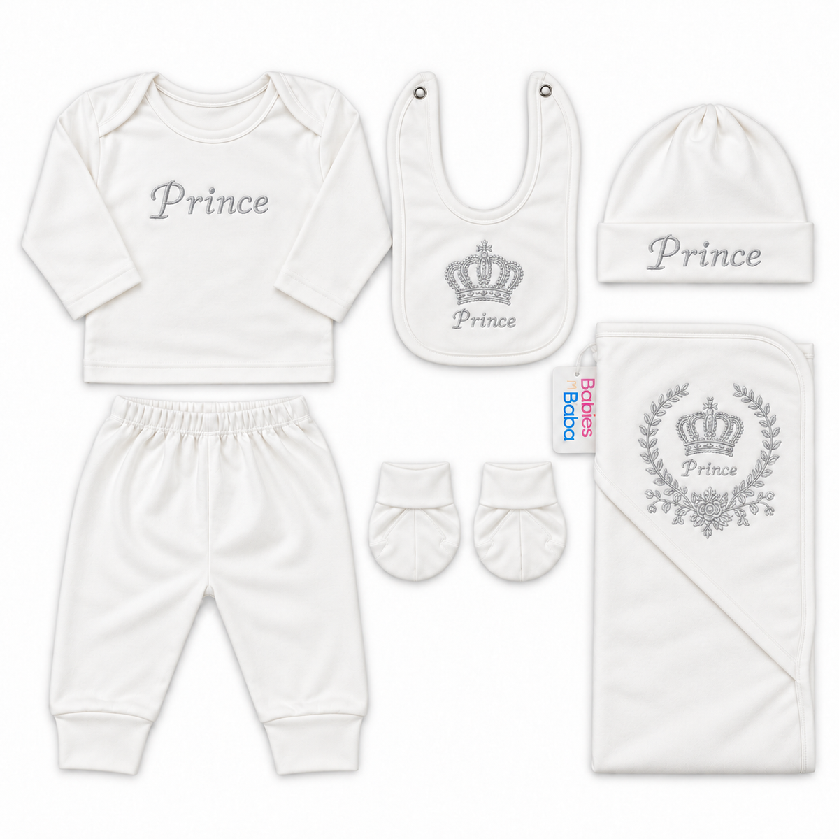 8 Piece Winter Starter Set Prince Crown White & Silver — Complete product view