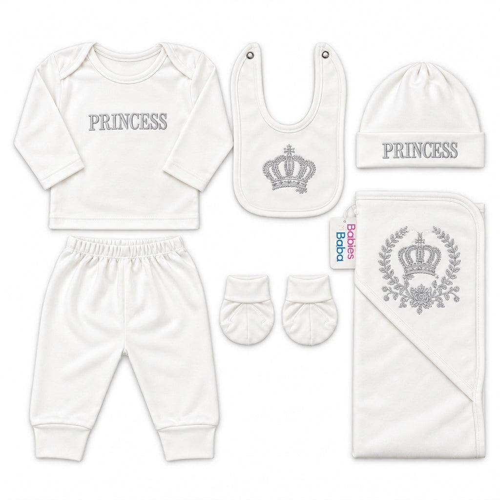 8 Piece Winter Starter Set Princess Crown White & Silver — Complete product view