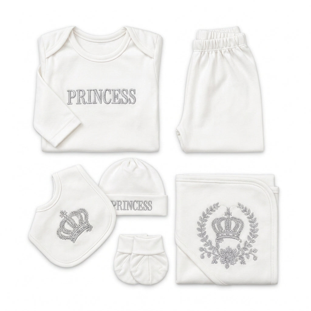 8 Piece Winter Starter Set Princess Crown White & Silver — Folded product
