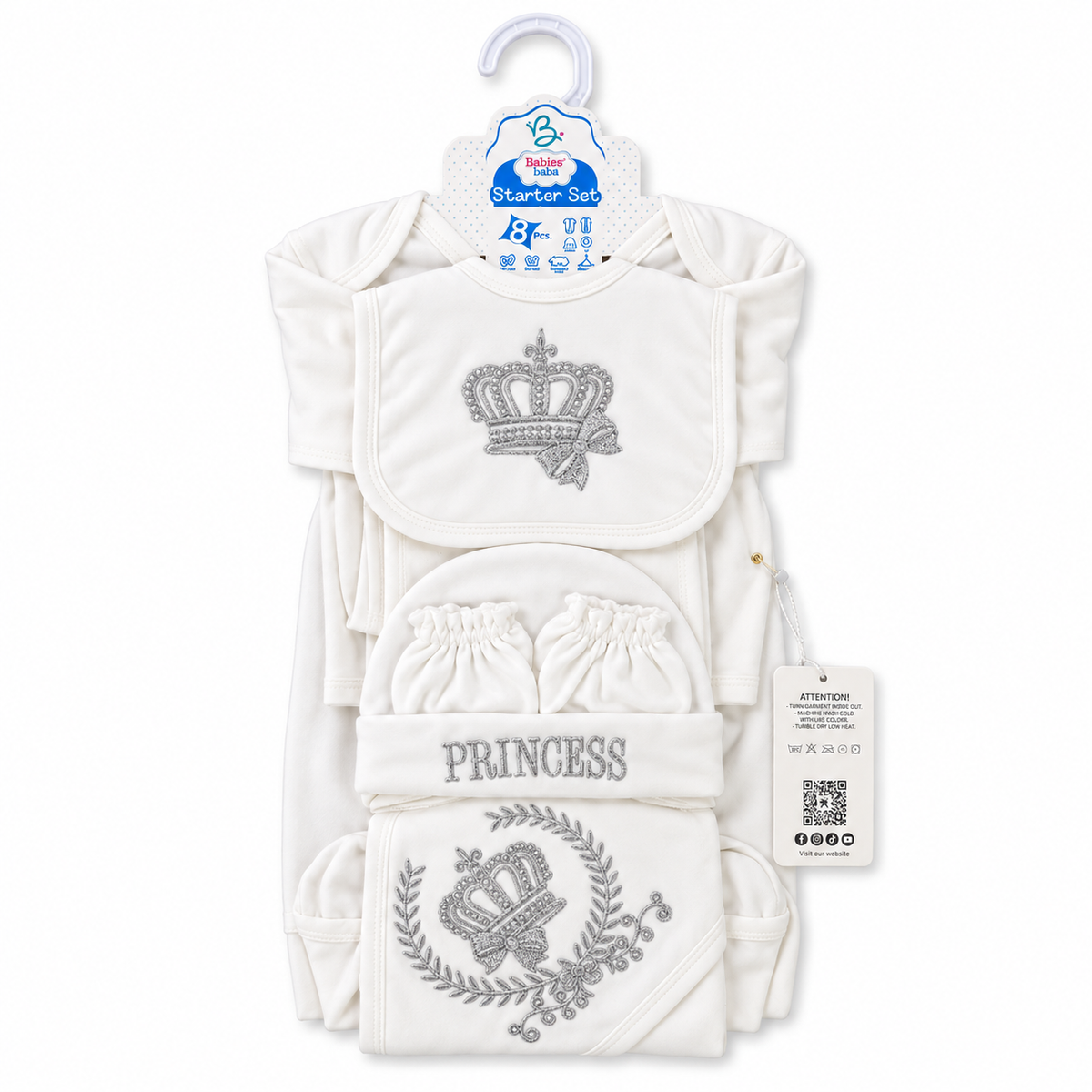 8 Piece Winter Starter Set Princess Crown White & Silver — Set in original packaging