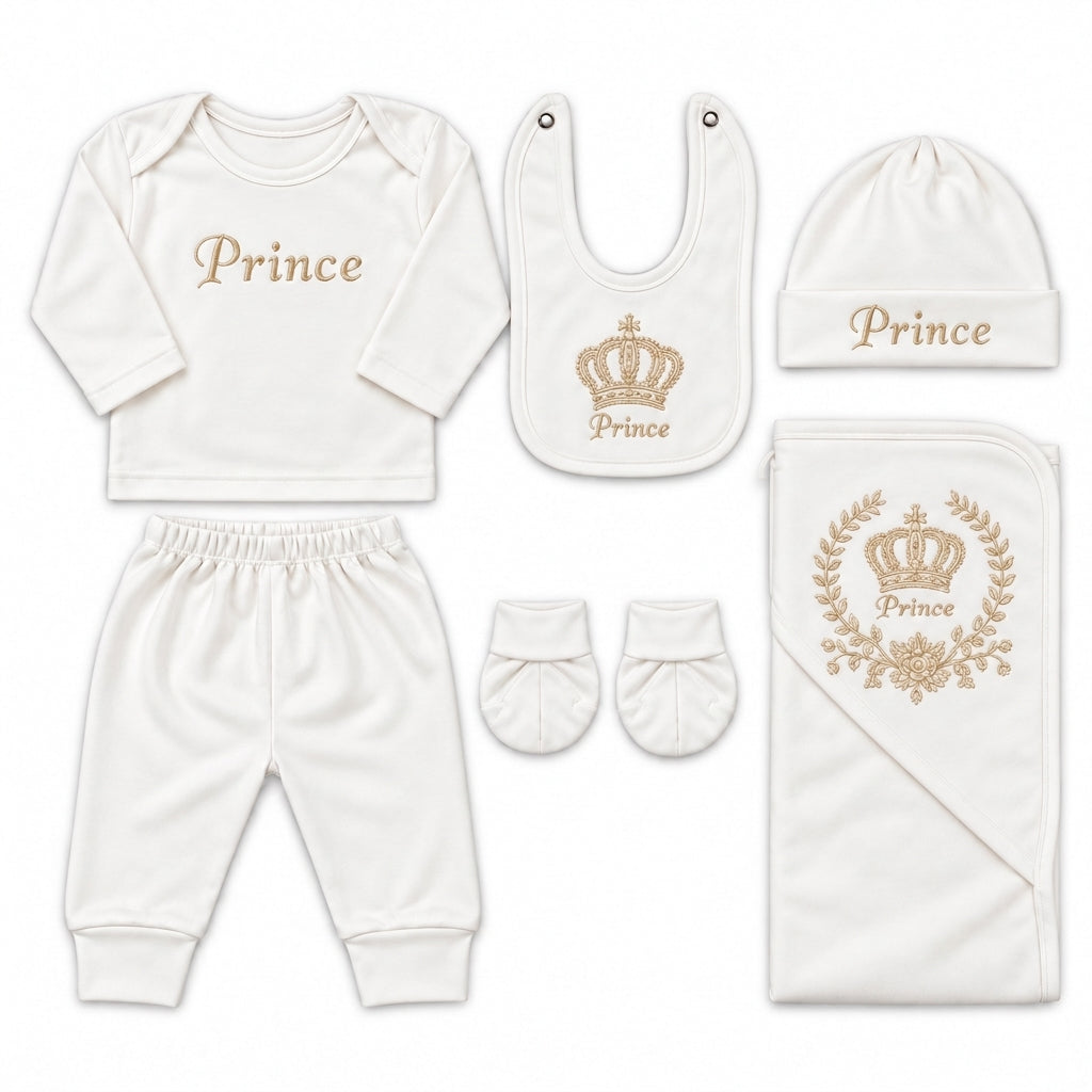 8 Piece Winter Starter Set Prince Crown White & Golden — Complete product view