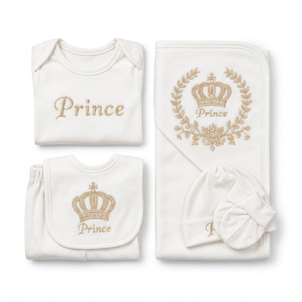 8 Piece Winter Starter Set Prince Crown White & Golden — Folded product