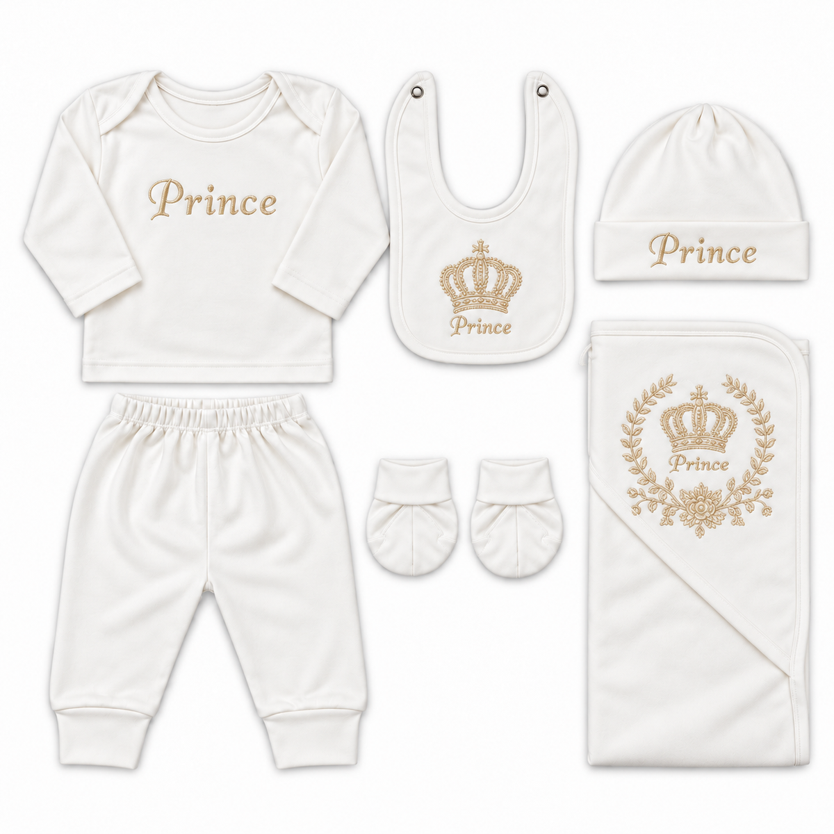 8 Piece Winter Starter Set Prince Crown White & Golden — Complete product view