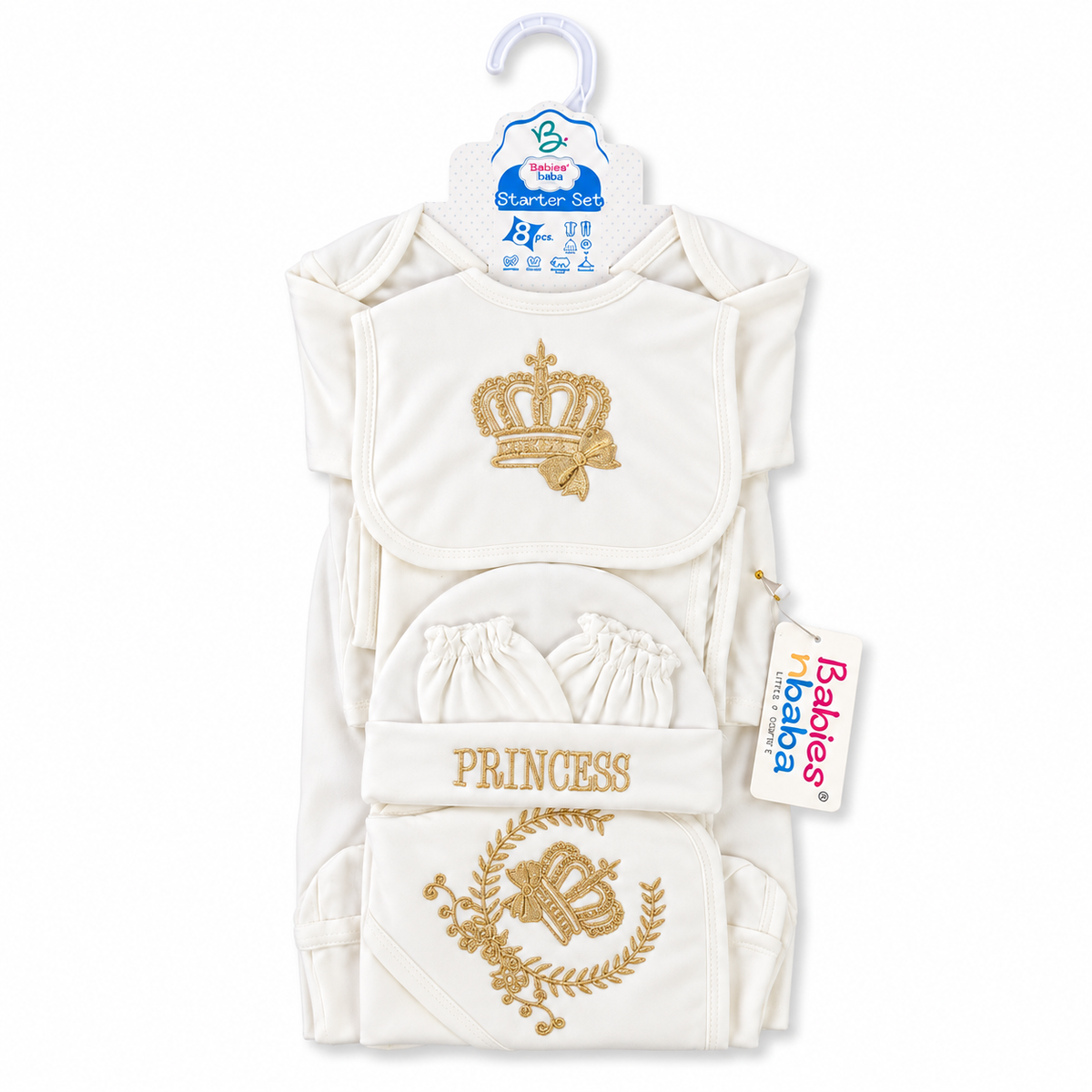 8 Piece Winter Starter Set Princess Crown White & Golden — Complete product view