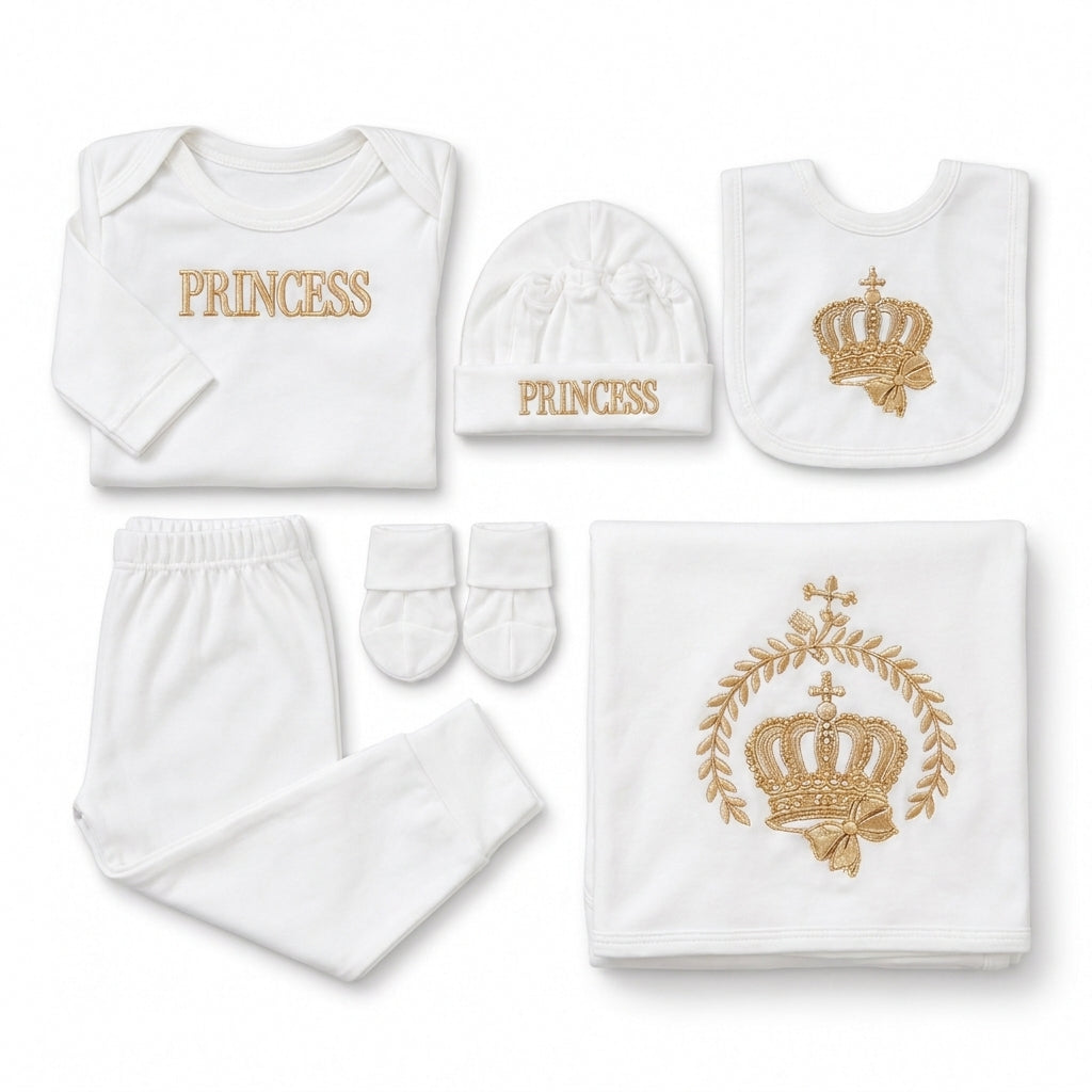 8 Piece Winter Starter Set Princess Crown White & Golden — Complete product view