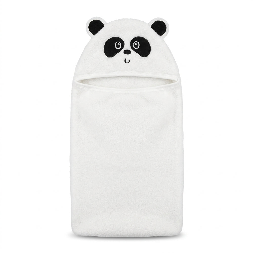 Winter Fur Hooded Wrapping Sheet Panda White — Complete product view
