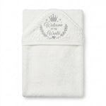 Winter Fur Hooded Wrapping Sheet Welcome To The World White — Complete product view